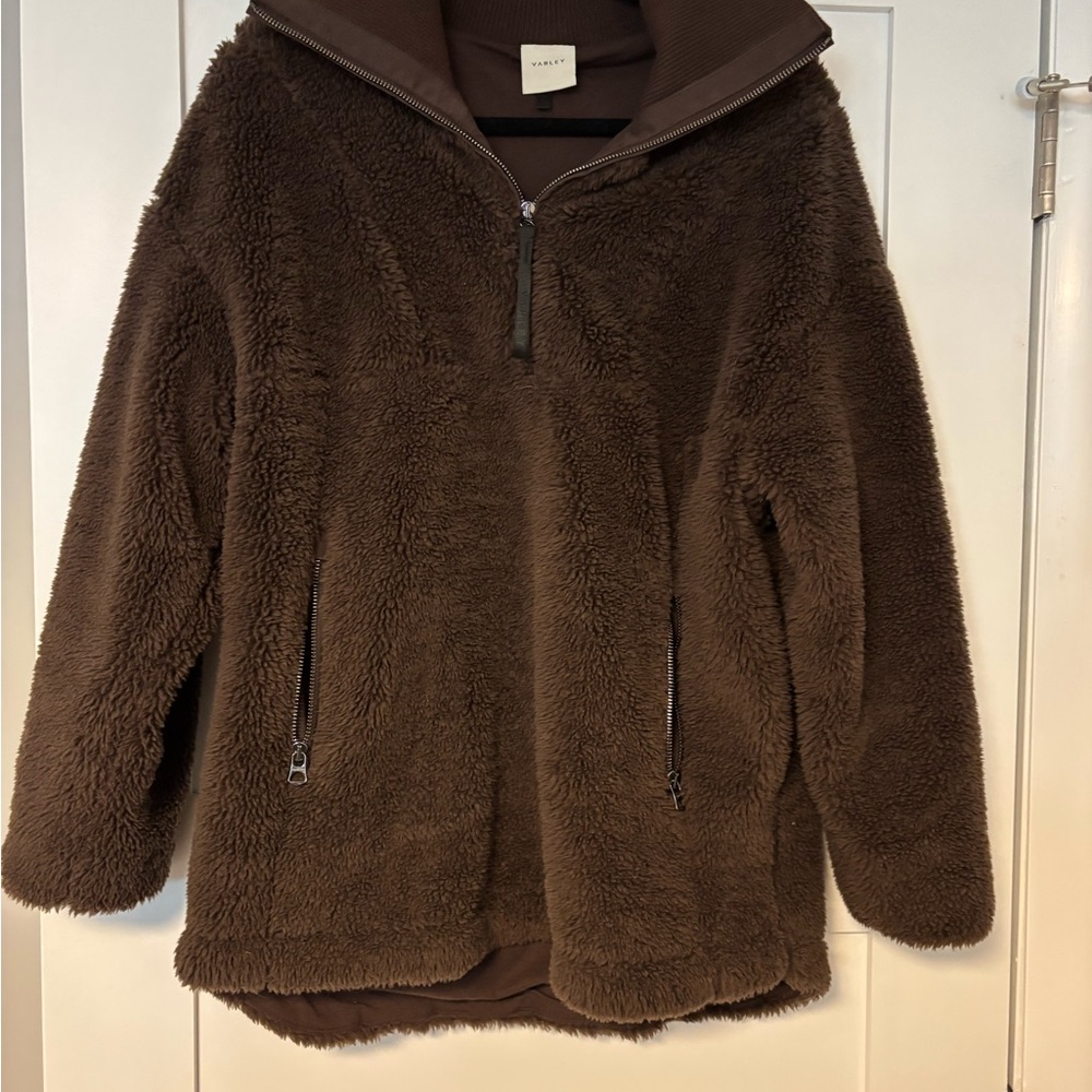 Varley Chocolate Brown 1/2 zip Sherpa Jacket